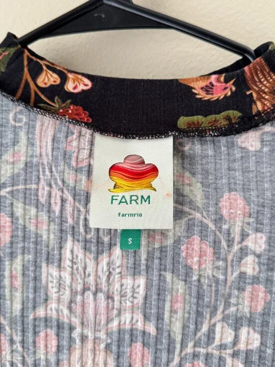 FARM Rio Black Berry Garden Bodysuit Puff Long Sleeve Thong Small - Picture 11 of 14